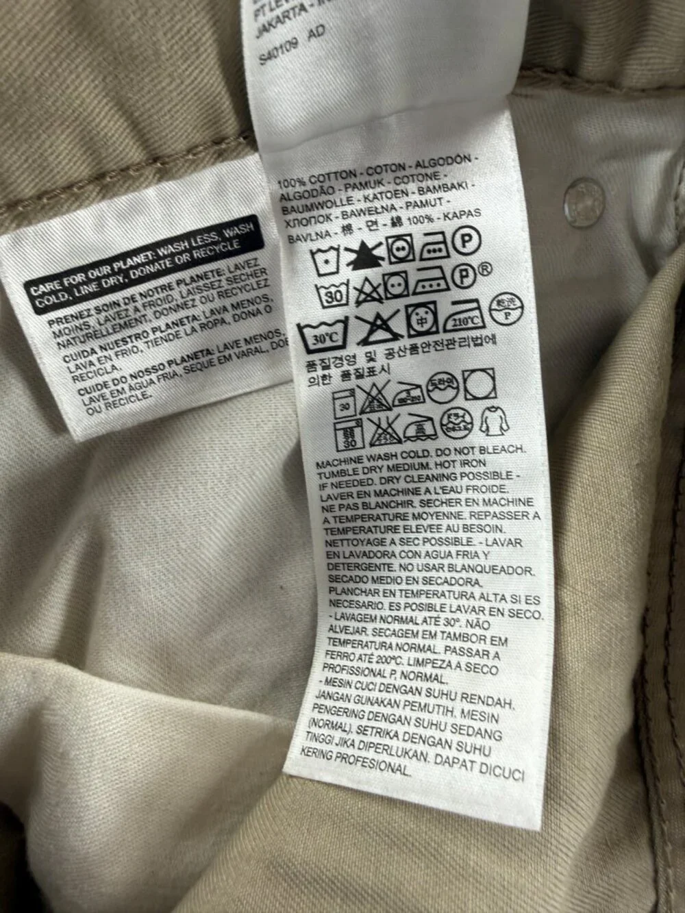NWD Levi's 514 Straight Fit Jean Chinchilla Soft Washed Twill 36x30 Beige Men